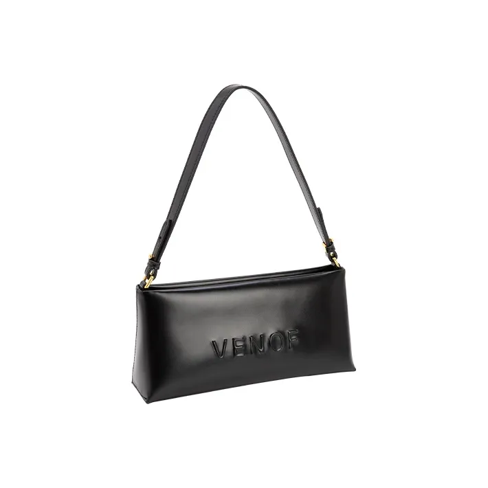 VENOF Cow Leather Shoulder Bag, Small Square Bag, Handbag, Shoulder Bag Women's Van Dyke Brown Minior Red-17