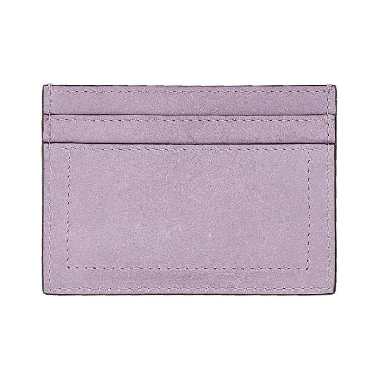 MOSCHINO Leather Card Holder Wallet Women's Purple-1