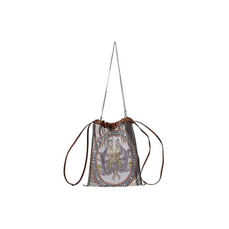Burberry Fabric Storage Bag Handbag Shoulder Bag Women's Silver-0