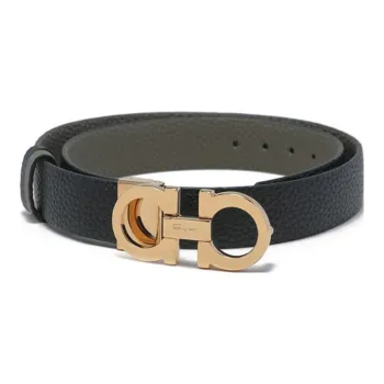 Ferragamo Leather Belts Women's Gray Green/Black