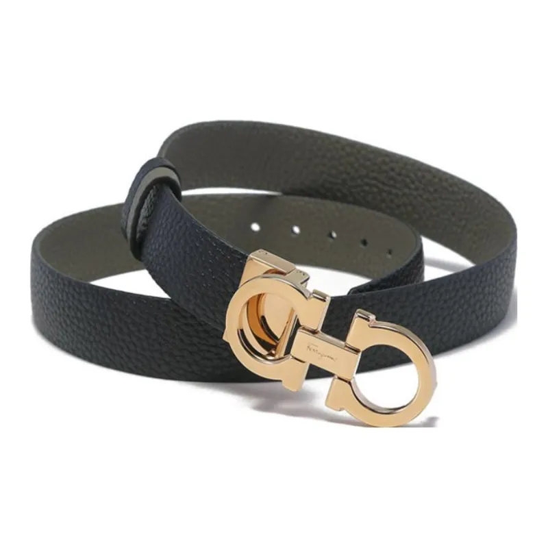 Ferragamo Leather Belts Women's Gray Green/Black-3
