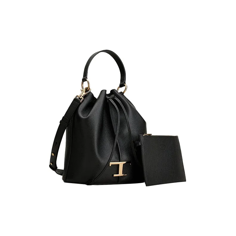 TOD'S Timeless Leather Bucket Bag, Handbag, Shoulder Bag, Crossbody Bag Small Size Women's Black-1