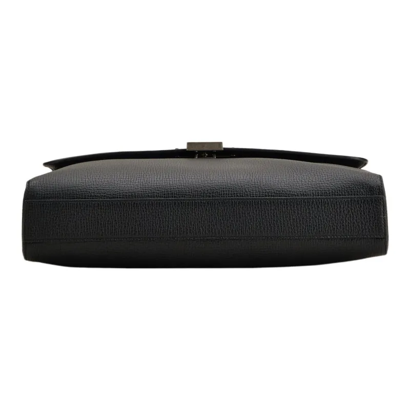 TOD'S Timeless Leather Briefcase Shoulder Bag Crossbody Bag Handbag Small Size Men's Black-3