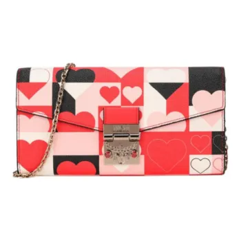 MCM Patricia Visetos Valentine Leather Wallet, Crossbody Bag Large Size Women's Red