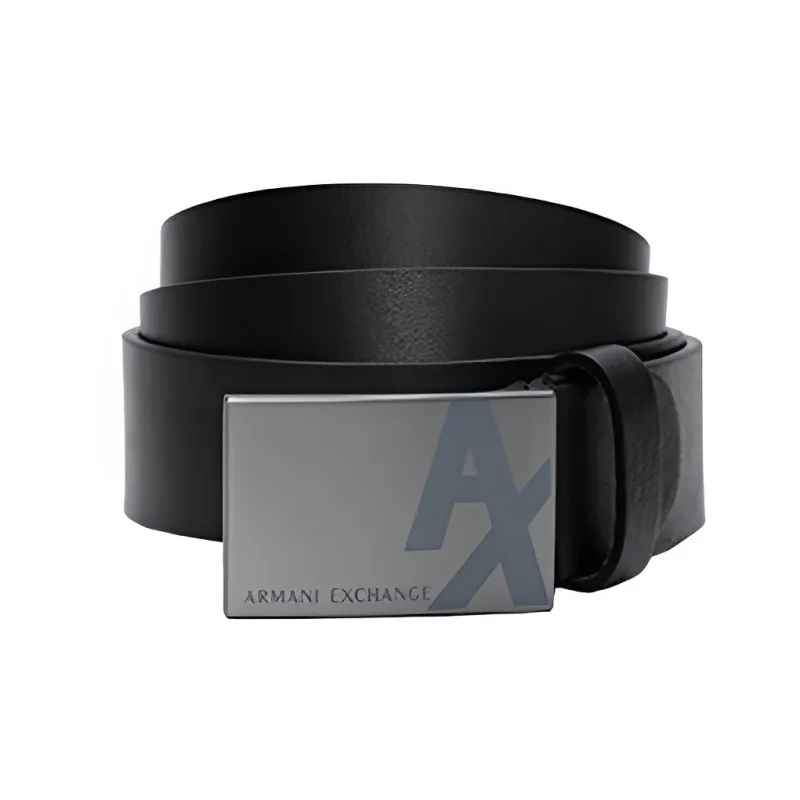 ARMANI EXCHANGE Solid Color Logo Print Smooth Buckle - Men's Width: 3.5cm-1