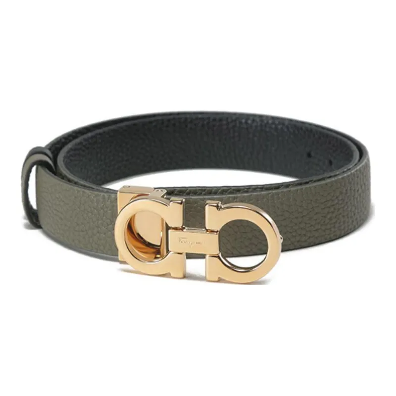 Ferragamo Leather Belts Women's Gray Green/Black-4