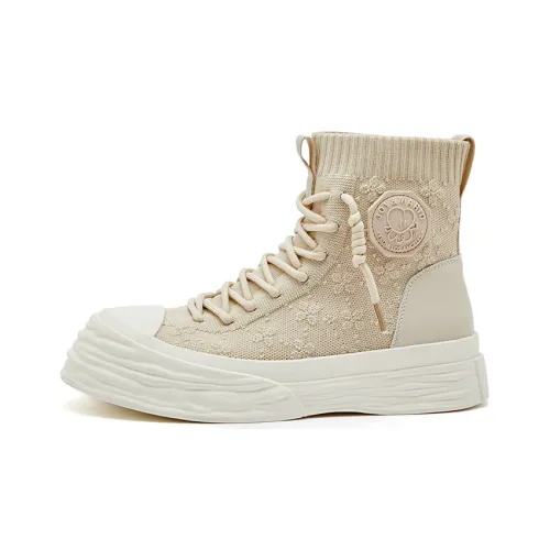 Joy&Mario Skateboard Shoes Women's High-Top Beige