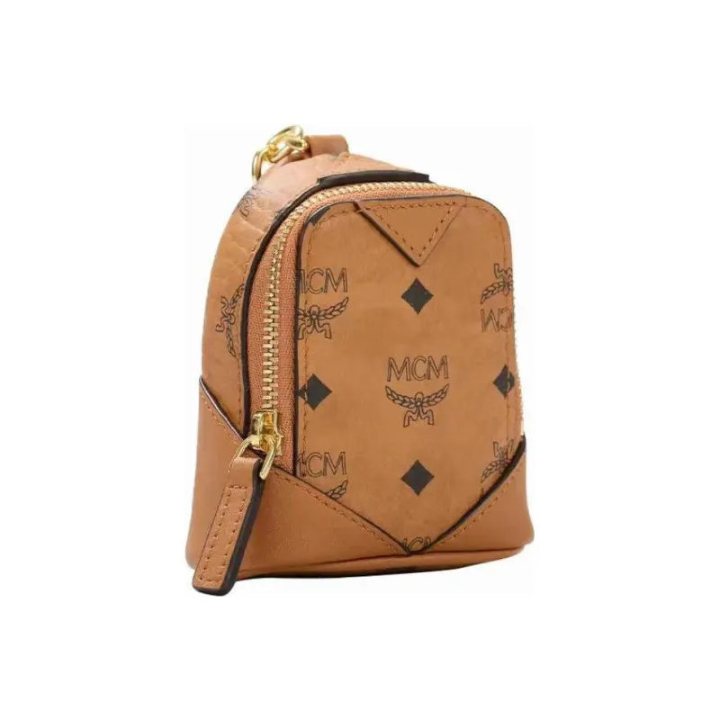 MCM Coated Canvas Shoulder Bag, Crossbody Bag, Coin Purse Mini Women's Cognac-1