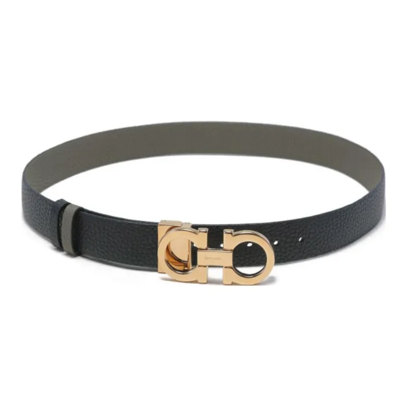 Ferragamo Leather Belts Women's Gray Green/Black-2
