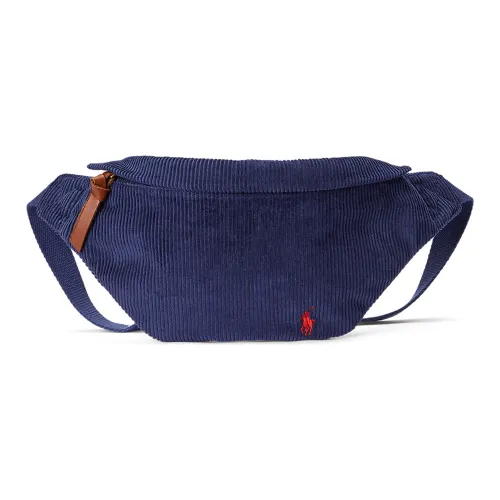 Polo Ralph Lauren Corduroy Blended Cotton With Leather Detail Crossbody Bags Fanny Pack Men's Marine Blue