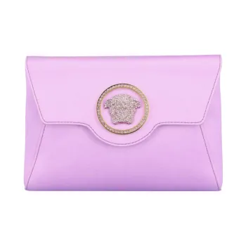VERSACE La Medusa Satin Envelope Bag Handheld Crossbody Bag Shoulder Bag Women's Light Purple