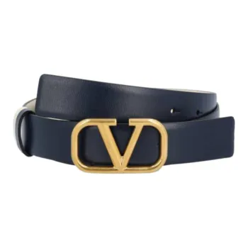 Valentino Metal Logo Comfortable Smooth Buckle Women's Black Width: 3cm