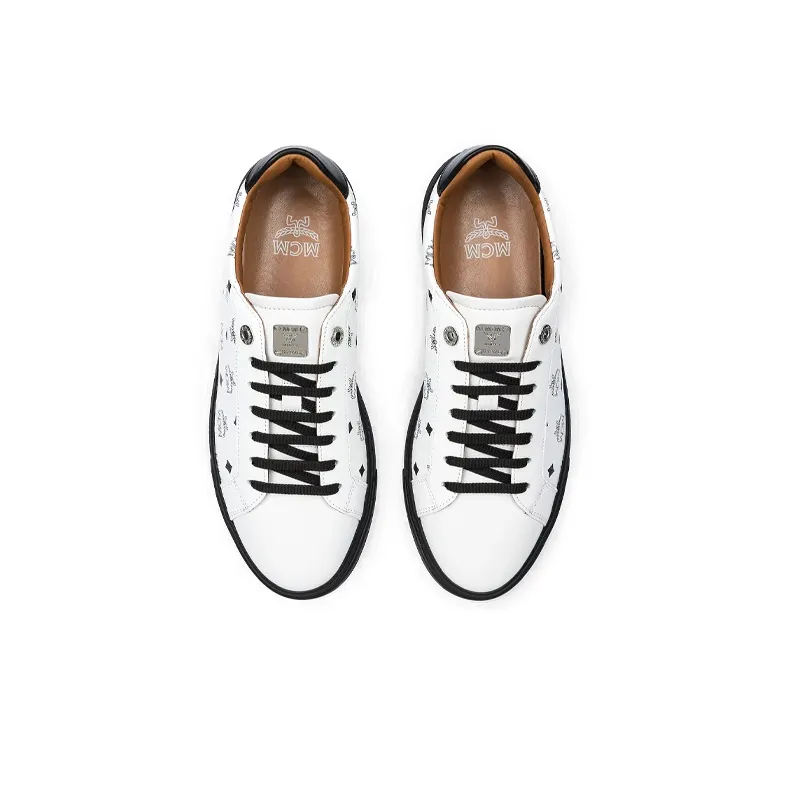 MCM Visetos Terrain Low 'Monogram Print - White Black'-3