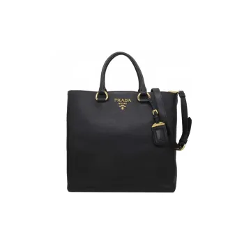 PRADA Cow Leather Tote Bag Shopping Bag Shoulder Bag Crossbody Bag Handbag Women's Black