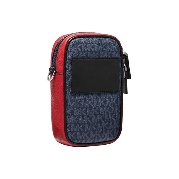 MICHAEL KORS Greyson Cow Leather Shoulder Bag Crossbody Bag Cell Phone Pouch Men's Dark Blue & Red-1