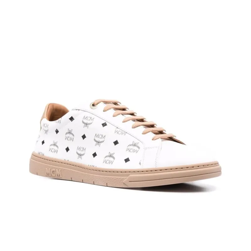 MCM Visetos Terrain Lo Skateboard Shoes Men's Beige-2