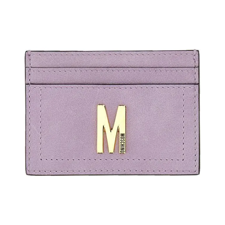 MOSCHINO Leather Card Holder Wallet Women's Purple-0