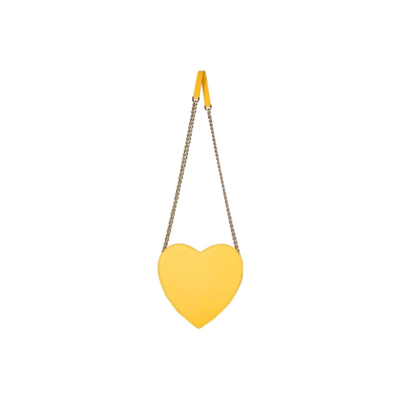 MOSCHINO Calfskin Crossbody Bag Shoulder Bag Women's Yellow-3