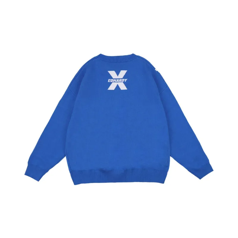 ED HARDY X x Ed Hardy FW22 Sweater Unisex Blue-1