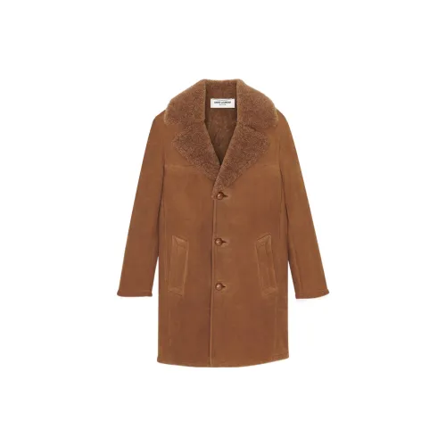 SAINT LAURENT Coats Men Brown