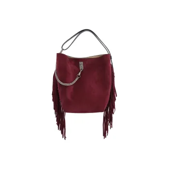 GIVENCHY Grained Leather Suede Bucket Bags One Shoulder Handbags Women's Burgundy