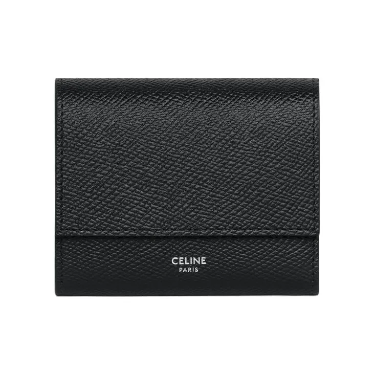 CELINE Grained Calfskin Card Holder Wallet Small Size Men's Black-0