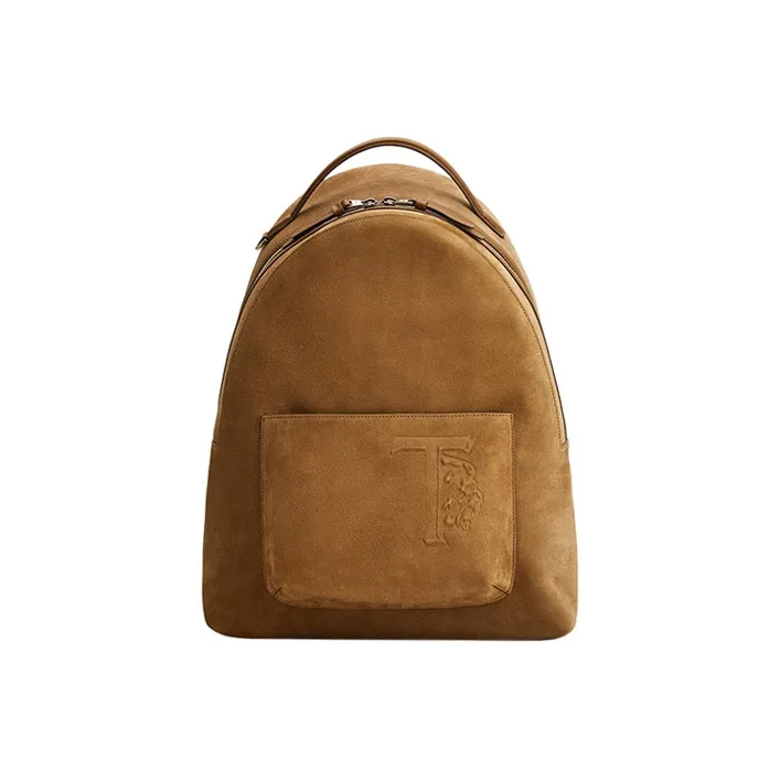 TOD'S Suede Leather Bonded Leather Backpack Medium Size Men's Brown-0