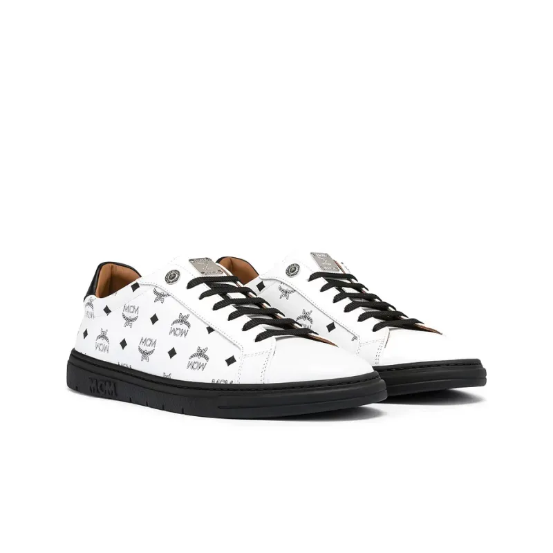 MCM Visetos Terrain Low 'Monogram Print - White Black'-2