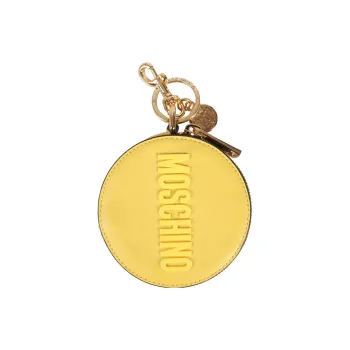 MOSCHINO Calfskin Pendant Bag Coin Purse Wallet Women's Yellow