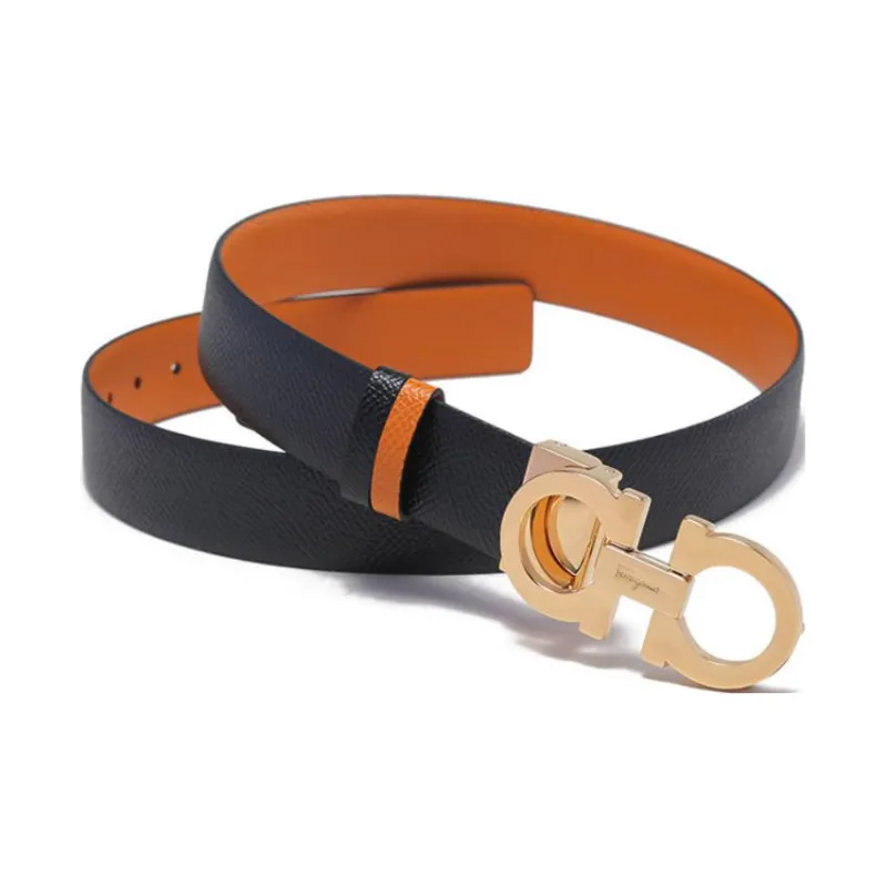Ferragamo Leather Belts Women's Brown Orange/Black-3