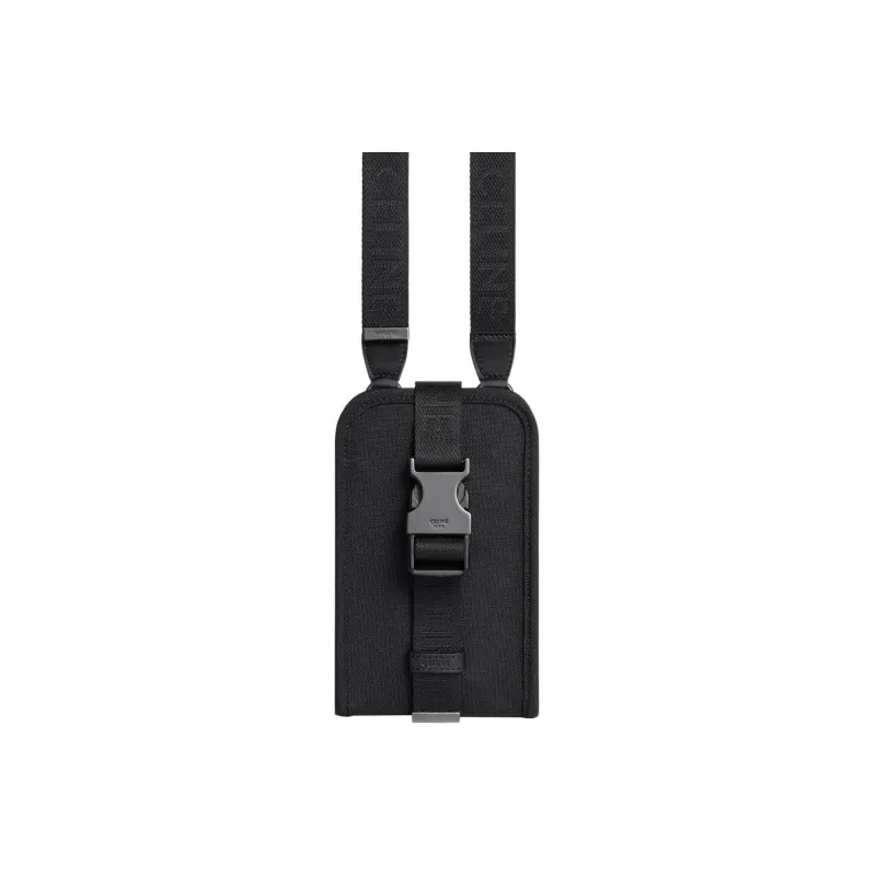 CELINE Fabric Shoulder Bag Crossbody Bag Cell Phone Pouch Men's Black-3