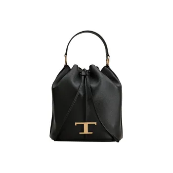 TOD'S Timeless Leather Bucket Bag, Handbag, Shoulder Bag, Crossbody Bag Small Size Women's Black