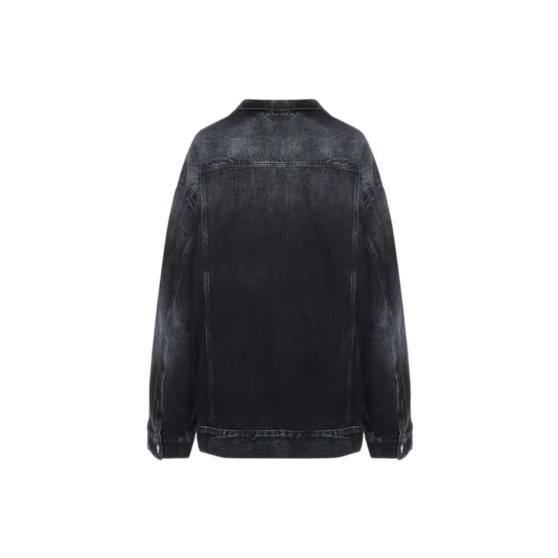 Balenciaga FW22 Denim Jacket Loose Fit Style Women's Black-1