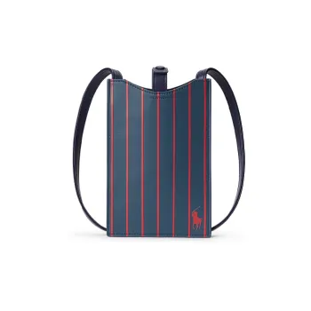 Polo Ralph Lauren Leather Shoulder Bag Crossbody Bag Cell Phone Pouch Men's Blue/Red