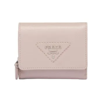 PRADA Leather Card Holder Wallet Mini Women's Pink
