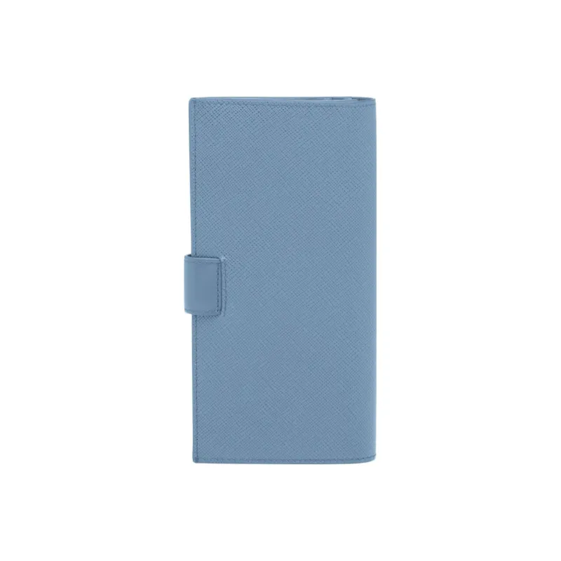 PRADA Leather Card Holder Wallet Women's Light Blue-1
