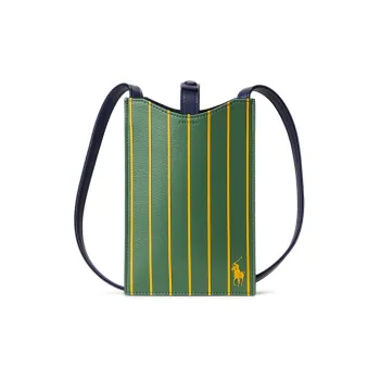 Polo Ralph Lauren Leather Shoulder Bag Crossbody Bag Cell Phone Pouch Men's Blue Red/Green