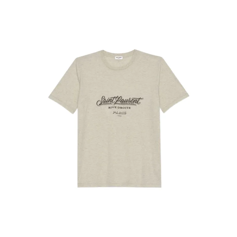 SAINT LAURENT Rive Droite Series T-Shirts Unisex Ecru-0