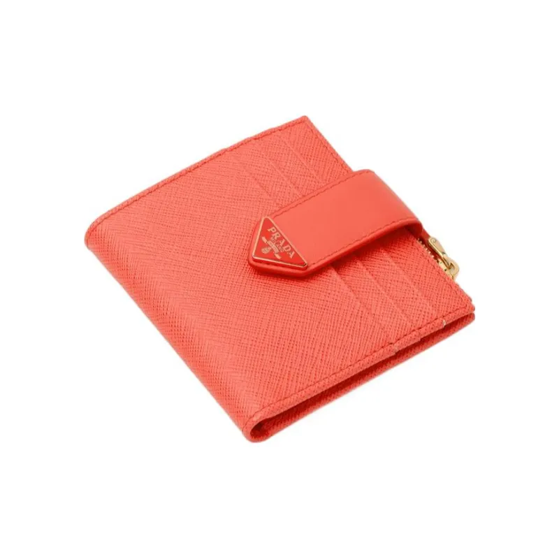 PRADA Saffiano Leather Wallet Women's Orange-2