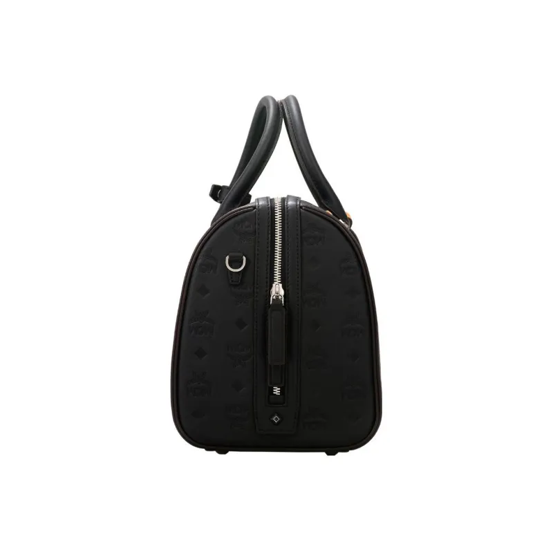 MCM Cow Leather Boston Pillow Bag, Crossbody, One Shoulder, Handbag Women's Black-2