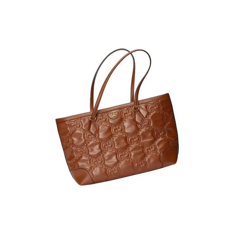 GUCCI GG Matelassé Leather Tote Shopping Bag Shoulder Bags Handbags Women's Light Umber-2