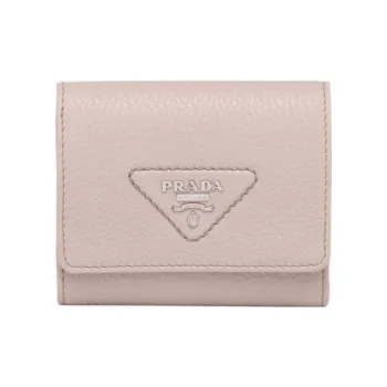 PRADA Leather Wallet Mini Women's Light Pink