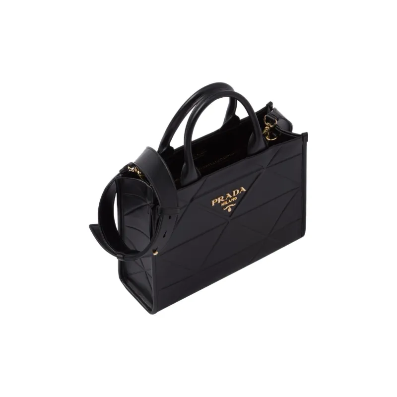 PRADA Leather Tote Bag Shopping Bag Shoulder Bag Crossbody Bag Handbag Medium Size Women's Black-2