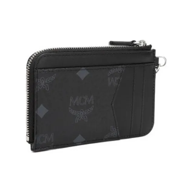 MCM Patricia Visetos Coated Canvas Key Pouch Small Wallet Card Holder Unisex Black-2