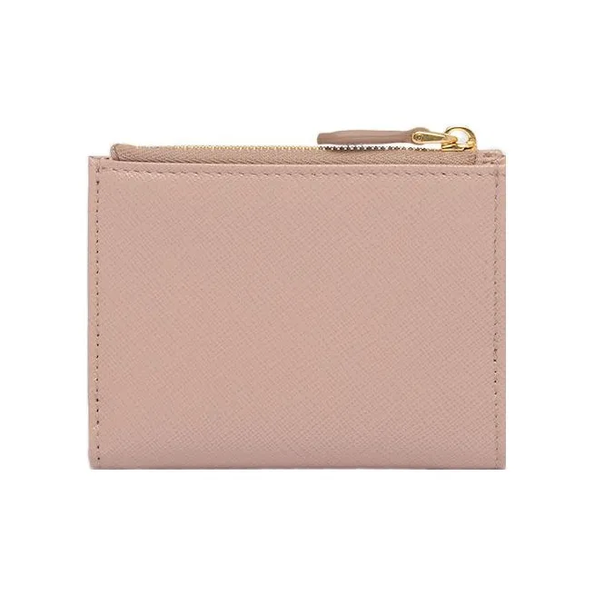 PRADA Saffiano Leather Wallet Trumpets Women's Pink Beige-1