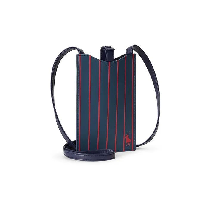 Polo Ralph Lauren Leather Shoulder Bag Crossbody Bag Cell Phone Pouch Men's Blue/Red-1