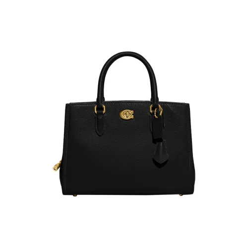 COACH Brooke Cow Leather Tote Bag Shopping Bag Handbag Shoulder Bag Crossbody Bag Large Size Women's Black