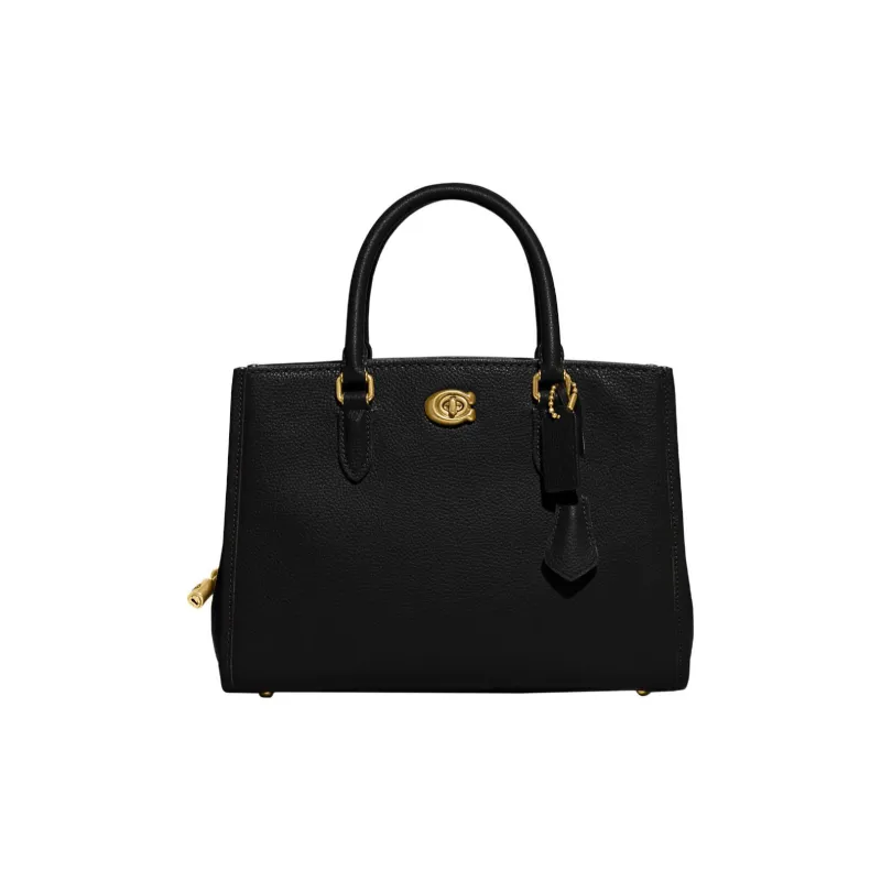 COACH Brooke Cow Leather Tote Bag Shopping Bag Handbag Shoulder Bag Crossbody Bag Large Size Women's Black-0