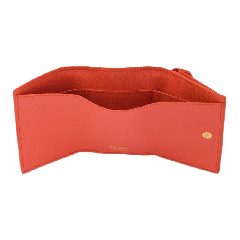PRADA Saffiano Leather Wallet Women's Orange-3