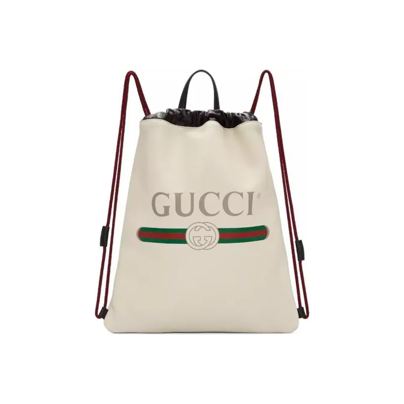 GUCCI Cow Leather Backpack Medium Size Unisex White-1